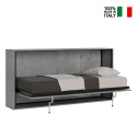 Graues Einzelbett 85x185 cm horizontale Klappfunktion Lattenrost Kando CM Verkauf