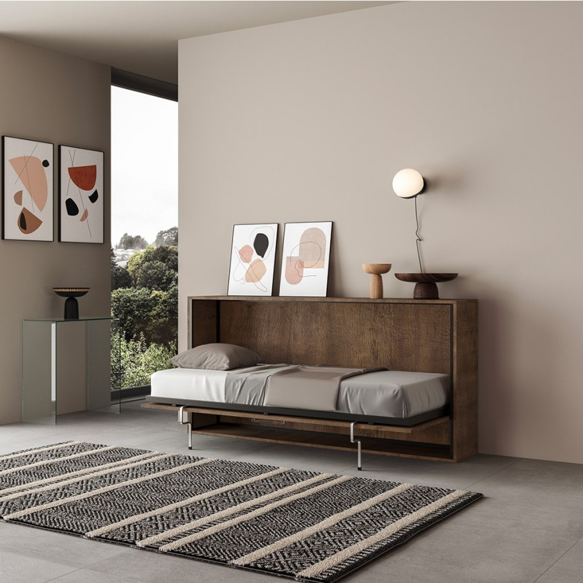 Horizontales Schrankbett mit Matratze 85x185 cm, Nussbaumholz, Kando MNC Aktion Horizontales Schrankbett mit Matratze 85x185 cm, Nussbaumholz, Kando MNC Aktion