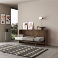 Horizontales Schrankbett mit Matratze 85x185 cm, Nussbaumholz, Kando MNC Aktion