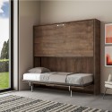 Horizontales Klappbares Etagenbett 85x185cm Nussbaumholz Kando 2NC Maße