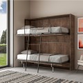 Horizontales Klappbares Etagenbett 85x185cm Nussbaumholz Kando 2NC Aktion
