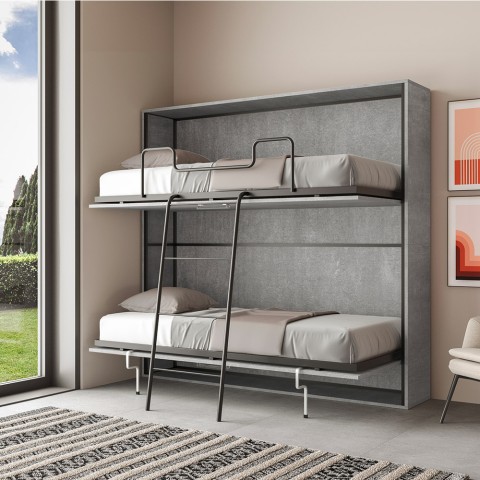 Klappbares Etagenbett mit Matratze 85x185 cm grau Kando 2MCM Aktion