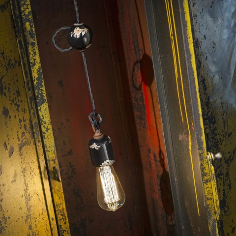 Hängelampe aus Eisen und Keramik im Vintage-Industriedesign SO Aktion