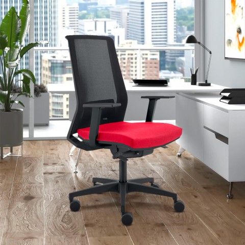 Ergonomischer Bürostuhl mit rotem Design, atmungsaktives Netz Blow R Aktion
