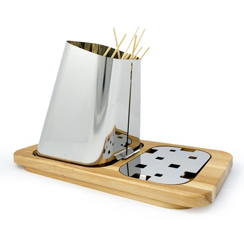 Tisch-Spießhalter aus Edelstahl mit Holzsockel Gran Sasso Plus Aktion