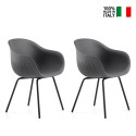 2 x Moderne Designstühle Bar Küche Polyethylen Metallbeine Fade C1 Verkauf