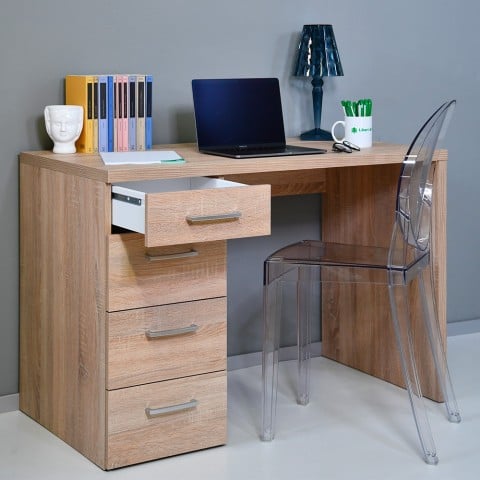 Schreibtisch Büro mit 4 Schubladen, modernes Design, Holz KimDesk Aktion