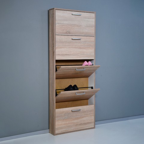 Schlanke Schuhschrank platzsparend 5 Klappen für 15 Paar Schuhe Holz KimShoe 5SS Aktion