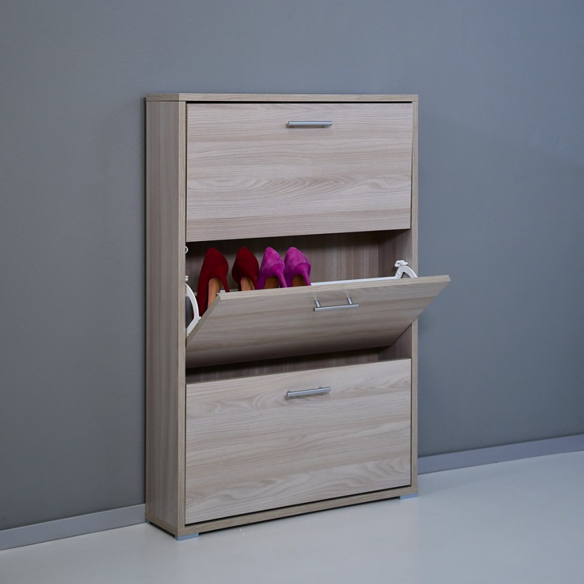 Moderne Design-Schuhschrank mit 3 Klappen für 9 Paar Schuhe KimShoe 3OP Aktion
