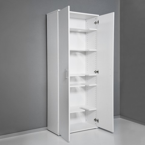 Mehrzweck-Besenhalter Schrank 2 Türen 6 Fächer Weiß KimMopp 6WP Aktion