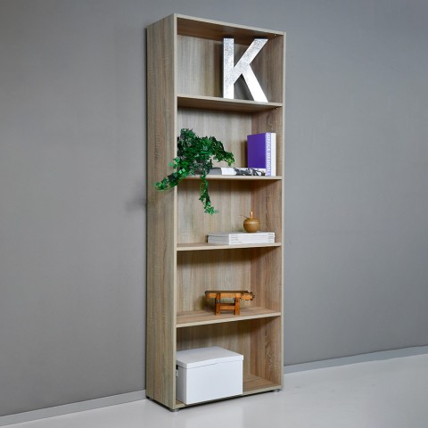 Bücherregal Holz mit 5 Fächern, verstellbare Regalböden, für Büro und Wohnzimmer Kbook 5SS Aktion