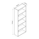 Büroregal Design Weiß mit 5 Fächern und verstellbaren Regalböden Kbook 5WS Modell