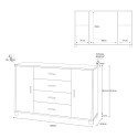 Sideboard Anrichte mit 2 Türen, 4 Schubladen, TV-Möbel Buffet Wohnzimmer Talia 