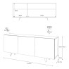 Modernes Design Sideboard 170x40cm 3 Türen Küche Wohnzimmer Anton 