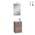 Hängender Badezimmerschrank 40 cm, kompakt, mit Waschbecken, Tür, LED-Spiegel Mia Aktion