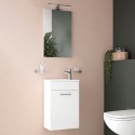 Schrank Hängend Badezimmer 40 cm Kompakt Waschbecken Tür Spiegel LED Mia