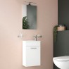 Hängender Badezimmerschrank 40 cm, kompakt, mit Waschbecken, Tür, LED-Spiegel Mia Angebot