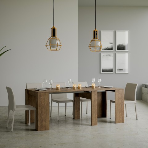 Ausziehbarer Design-Konsolentisch 90x48-308cm Esstisch Holz Basic Noix Aktion