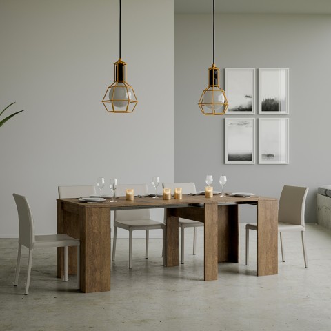 Ausziehbarer Tisch Design 90x48-308cm Esstisch Holz Basic Noix