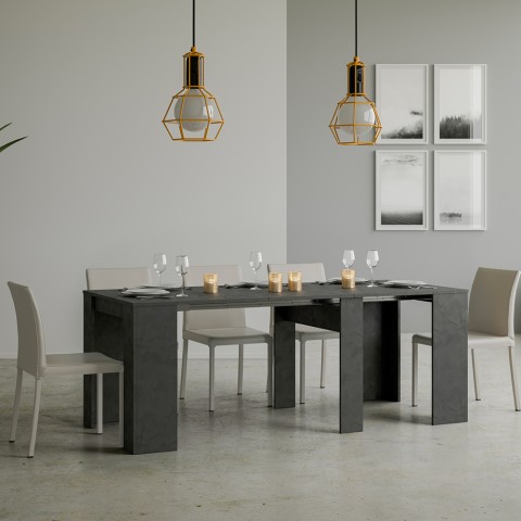 Ausziehbarer Konsolentisch 90x48-308cm, modernes Design, anthrazit Basic Report Aktion