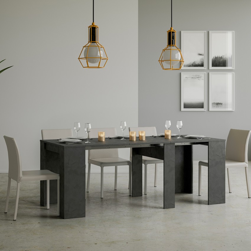 Ausziehbarer Konsolentisch 90x48-308cm, modernes Design, anthrazit Basic Report Aktion