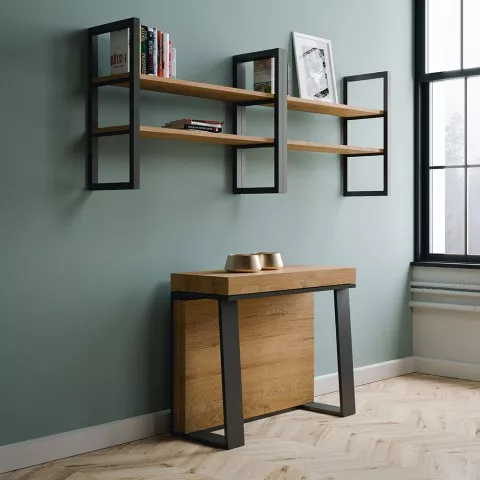 Ausziehbarer Konsolentisch im modernen Design 90x40-288cm Holz Metall Asia Oak Aktion