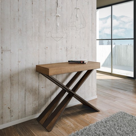 Erweiterbarer Konsolentisch für den Eingangsbereich, Nussbaum, 90x40-196cm, Diago Small Noix Aktion