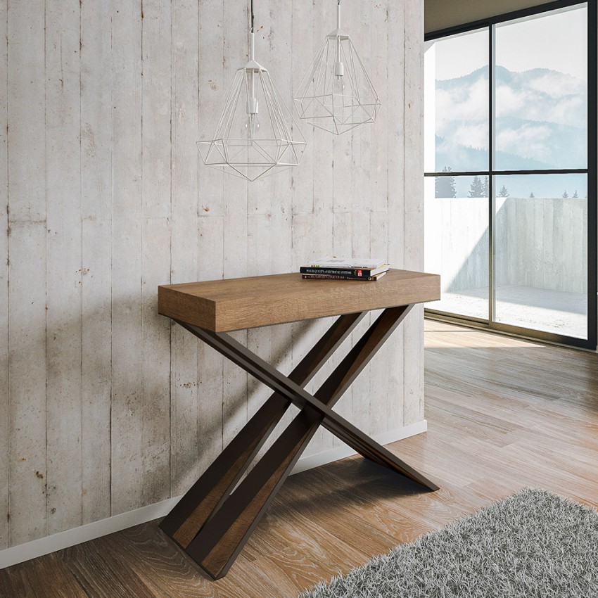 Erweiterbarer Konsolentisch für den Eingangsbereich, Nussbaum, 90x40-196cm, Diago Small Noix Aktion Erweiterbarer Konsolentisch für den Eingangsbereich, Nussbaum, 90x40-196cm, Diago Small Noix Aktion