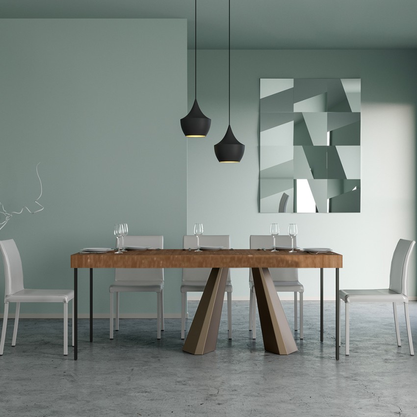 Ausziehbarer Esstisch-Konsole 90x40-196cm Diamante Small Premium Tanne Aktion Ausziehbarer Esstisch-Konsole 90x40-196cm Diamante Small Premium Tanne Aktion