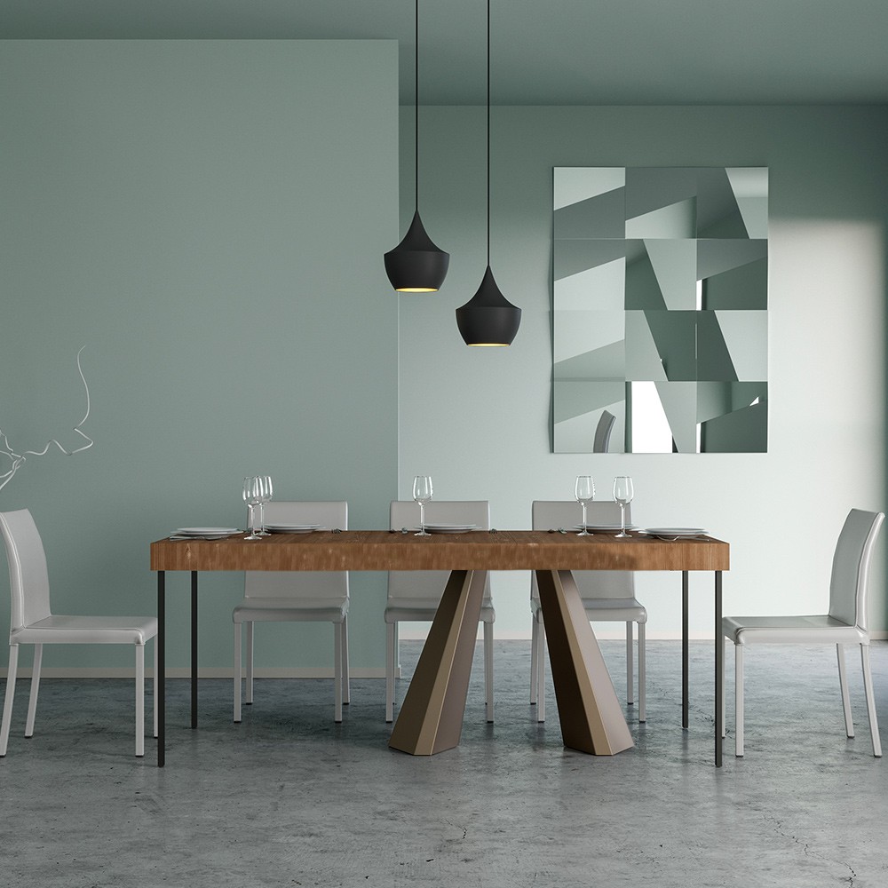 Ausziehbarer Esstisch-Konsole 90x40-196cm Diamante Small Premium Tanne