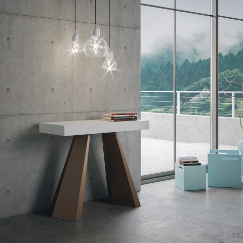 Moderner, ausziehbarer Konsolentisch in Weiß, 90x40-300cm, Modell Diamante Aktion