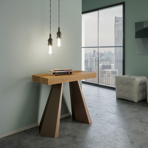 Ausziehbarer Konsolentisch aus Holz 90x40-300cm moderner Tisch Diamante Eiche Aktion