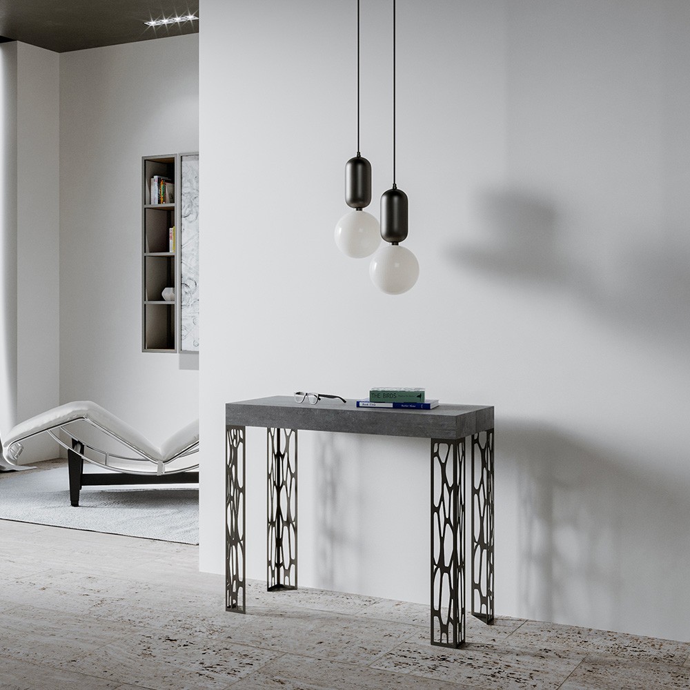 Ausziehbarer Konsolentisch 90x40-300cm moderner Tisch grau Ghibli Concrete