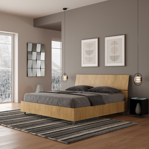 Doppelbett mit Staufach 160x190cm Holz Demas Nod Oak