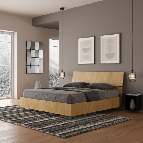 Holzbett Doppelbett 160x190 cm mit Stauraum Demas Nod Oak Aktion