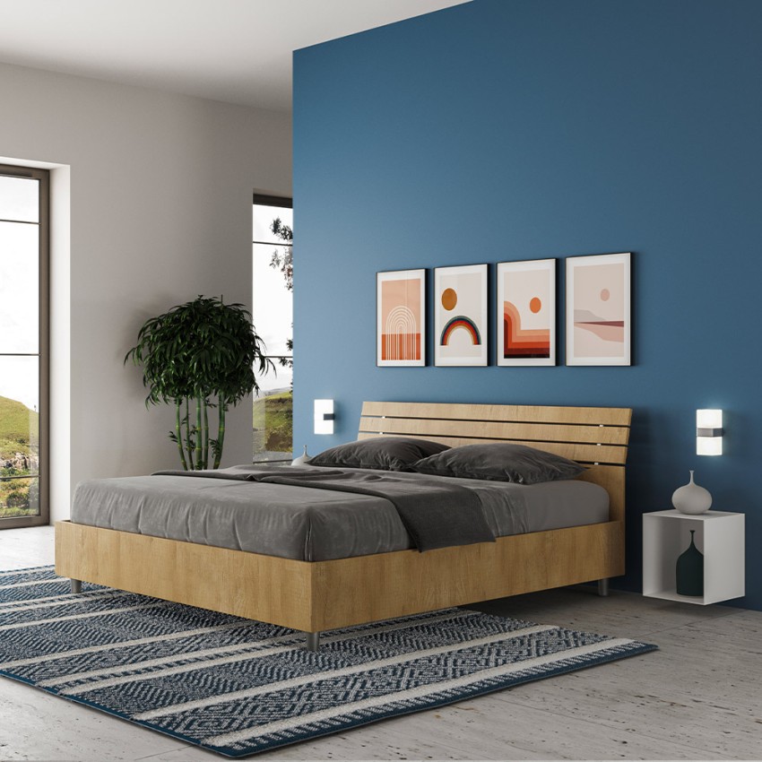 Modernes Ehebett mit Bettkasten aus Holz 160x190cm Ankel Nod Oak Aktion