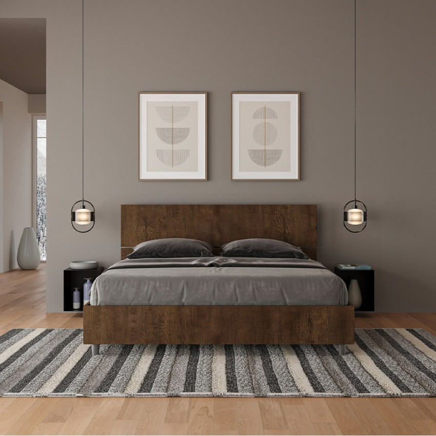 Doppelbett aus Walnussholz mit geradem Kopfteil 160x190cm Demas D Noix Aktion Doppelbett aus Walnussholz mit geradem Kopfteil 160x190cm Demas D Noix Aktion