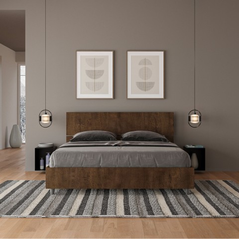 Ehebett Nußbaumholz 160x190cm mit geneigtem Kopfteil Demas I Noix Aktion