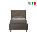 Einzelbett mit Bettkasten 80x190 cm gepolstertes Kopfteil Appia S Auswahl