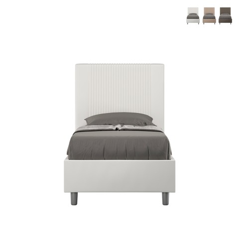 Einzelbett Kinder Gepolstert Kunstleder Staufach 80x190cm Goya S