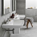 Wandhängendes Waschbecken 55 cm Keramik Bad Geberit Selnova Sanitär Verkauf
