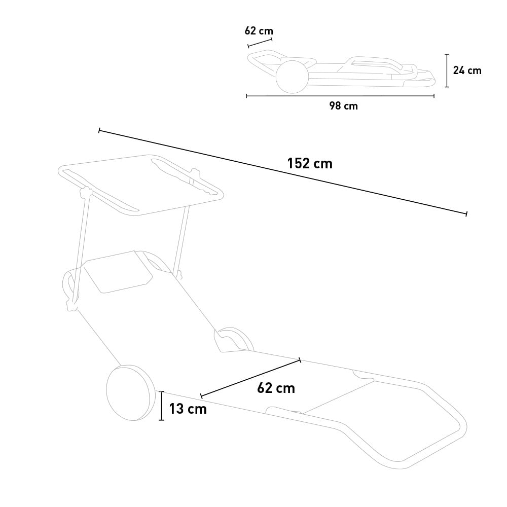 Sonnenliege Strandliege Klappbar mit Rollen Aluminum Sonnendach Banana