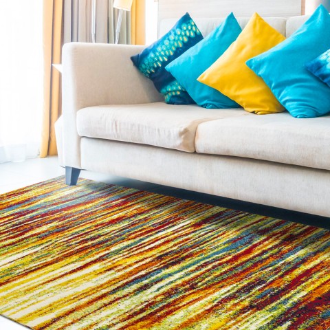 Rechteckiger Teppich Modernes Design für Wohnzimmer Büro Art Line Color