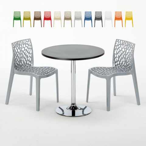 Schwarz Rund Tisch und 2 Stühle Farbiges Polypropylen-Innenmastenset Grand Soleil Gruvyer Cosmopolitan Aktion