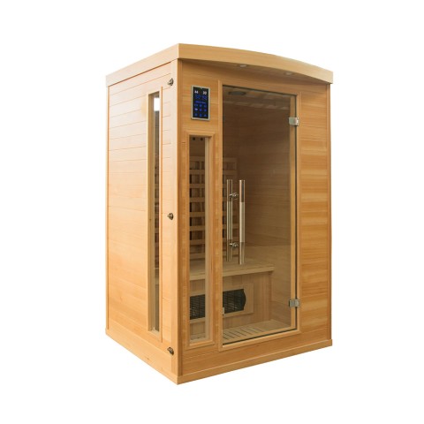 Finnische Heimsauna aus Holz für 2 Personen mit Infrarot-Quarz Apollon 2 Aktion
