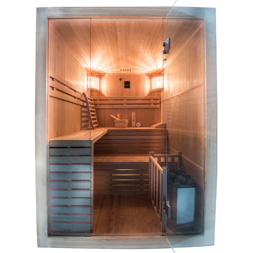 Finnische Sauna 4 Personen Traditionell Von Zuhause Ofen 4,5 KW Sense 4