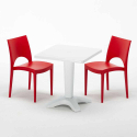 Weiß Quadratisch Tisch und 2 Stühle Farbiges Polypropylen-Innenmastenset Grand Soleil Paris Patio Modell