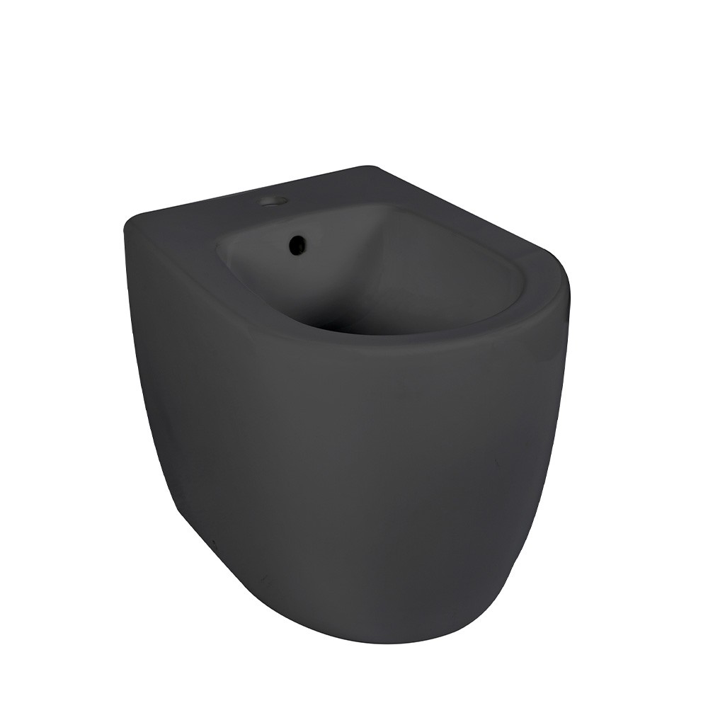Schwarzes Standbidet wandnah modern Badezimmer Sanitär Strong