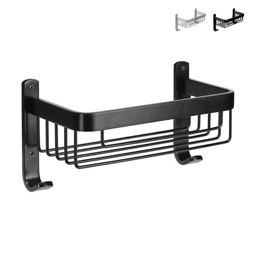 Schwarzes, verchromtes Aluminium-Duschregal zur Wandmontage mit 1 Ebene Attractive Aktion Schwarzes, verchromtes Aluminium-Duschregal zur Wandmontage mit 1 Ebene Attractive Aktion