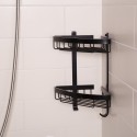 Eck-Duschablage zur Wandmontage mit 2 Ablagen, schwarz verchromtes Aluminium Attractive Angebot